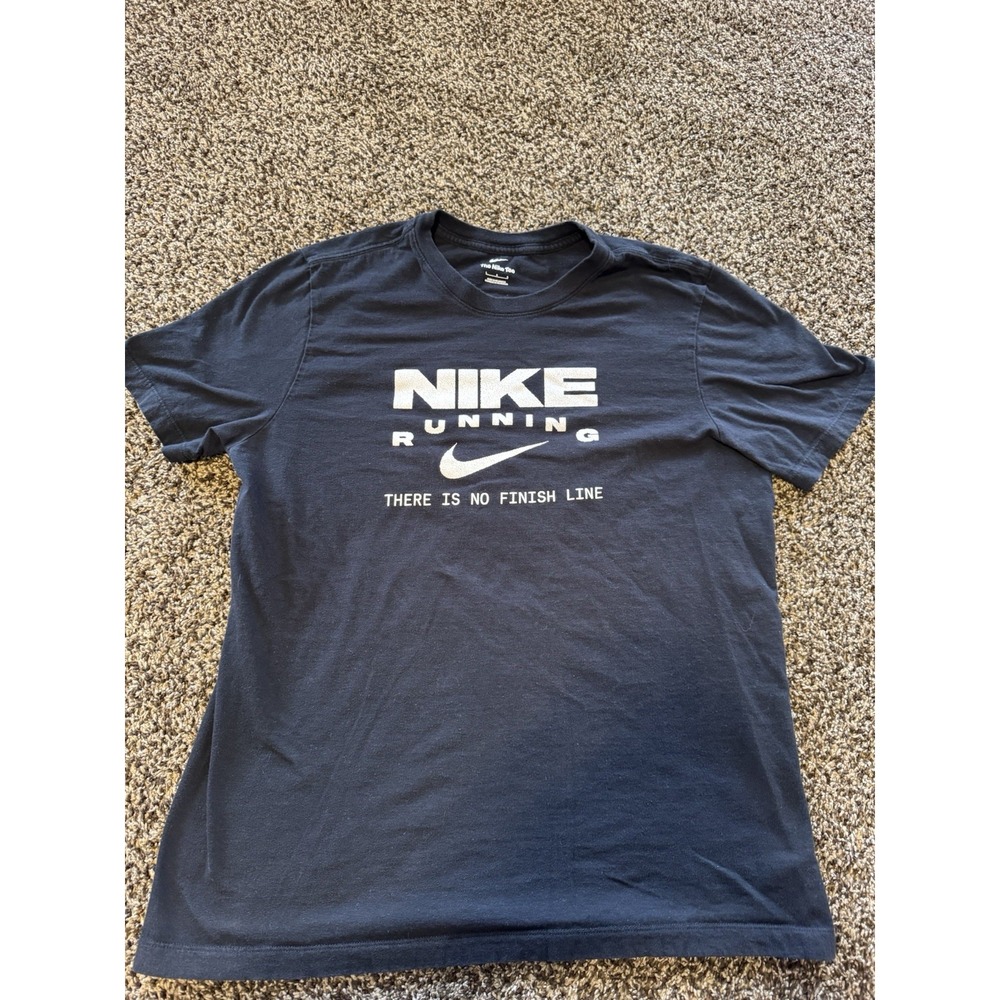 Nike Men's Large T-Shirt Running Logo Swoosh Printed Active Short Sleeve Black